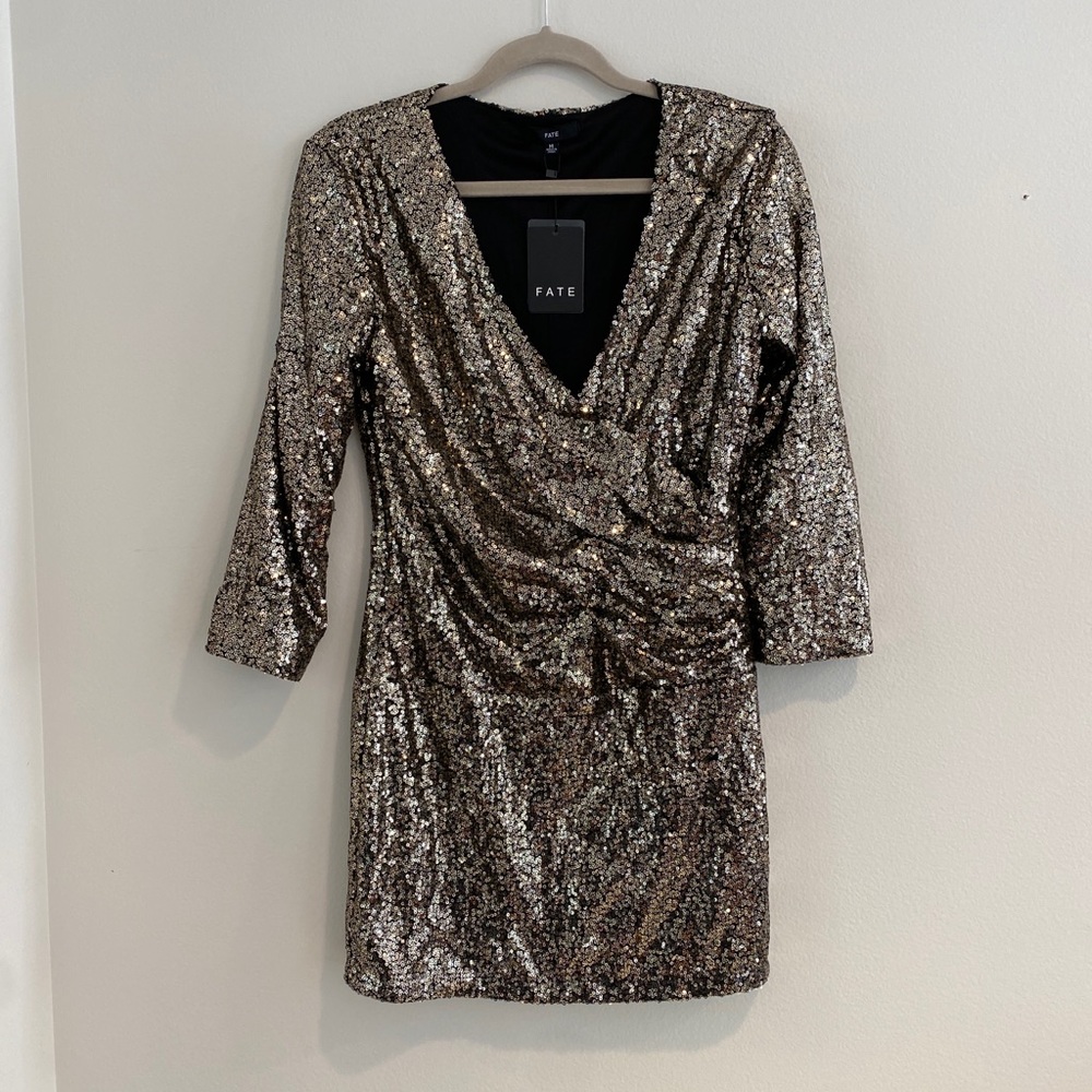NEW FATE womens black & gold cocktail dress size medium